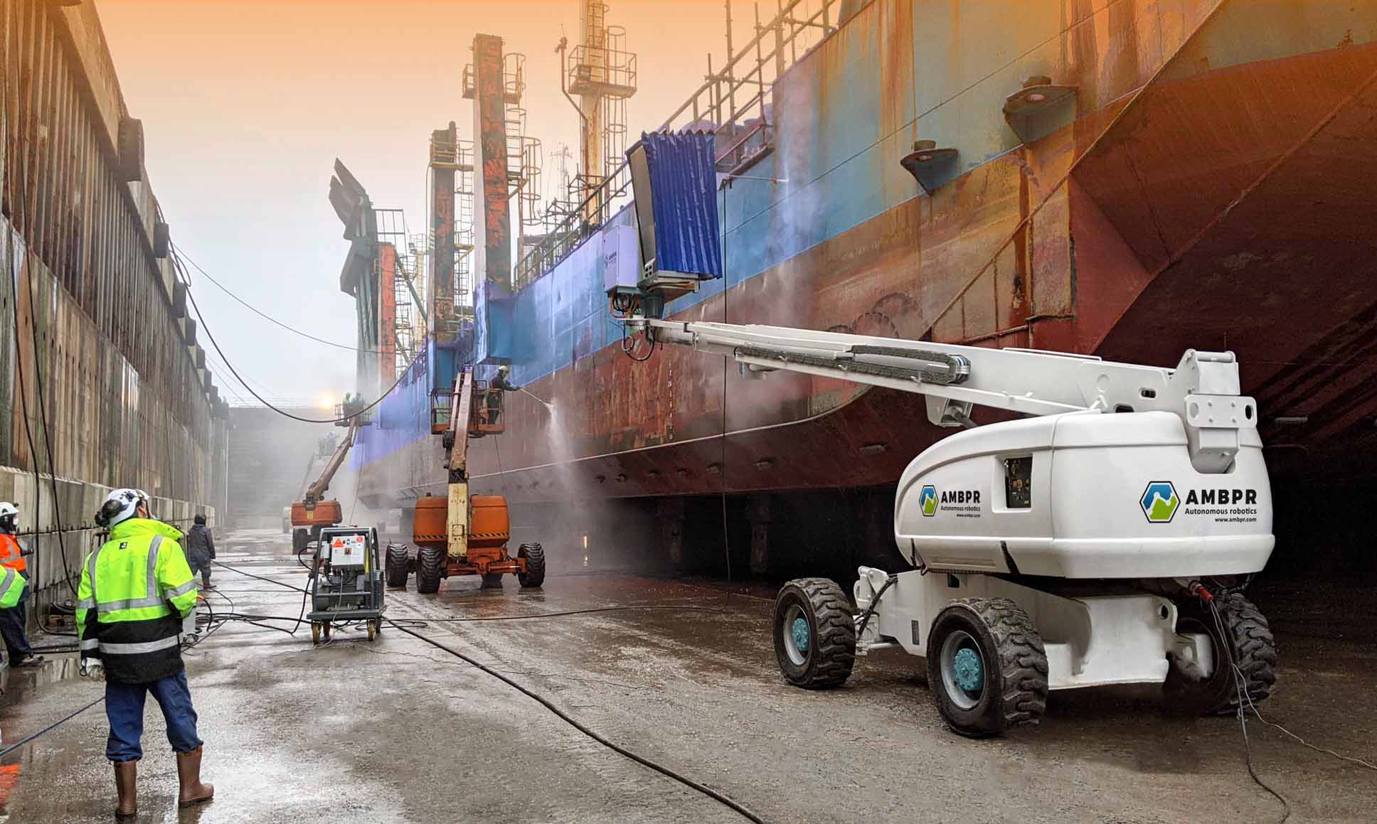 Autonomous mobile robotics for sandblasting and painting large structures -  AMBPR - Autonomous mobile robotics for stripping and painting large  structures